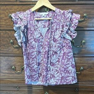 Red Ruffled Tie Front Blouse